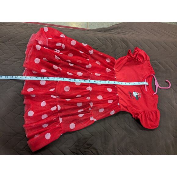 Disney Parks Official Minnie Mouse tiered midi red & white dot girls dress S/5 - Picture 8 of 8